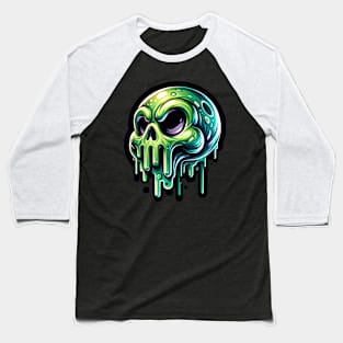 Green Slime Skull Baseball T-Shirt